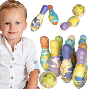 WOOPIE Gra Zręcznościowa Kręgle Miękkie Soft Dinozaury Zestaw 12el.