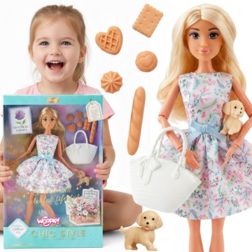 Lalka Lily 30 cm Wiosenna Suknia Akcesoria Piesek Piknik
