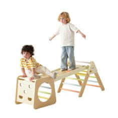 Classic world Drewniany Zestaw Wspinaczkowy Trójkąt Montessori 5w1 - Plac Zabaw Siłownia Indoor dla Dzieci