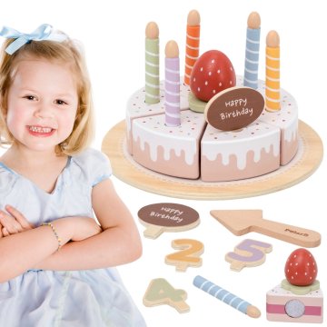 Viga Toys VIGA Drewniany Tort Urodzinowy do Krojenia