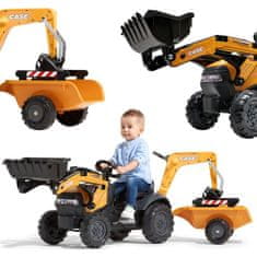 Falk Traktor na Pedały CASE z Łyżką Koparką i Przyczepą 2-5 lat