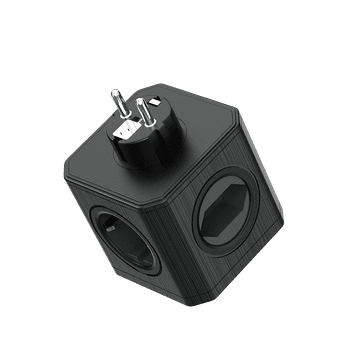 slomart PLASTROL Razdelilnik R-41S/USBA, 4 vtičnice + 3x USB-A, 3680W, črn