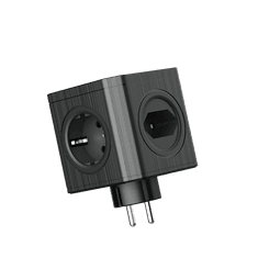 slomart PLASTROL Razdelilnik R-41S/USBA, 4 vtičnice + 3x USB-A, 3680W, črn