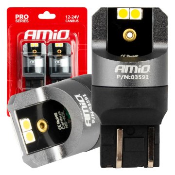slomart AMiO LED žarnici CANbus SERIA PRO W21/5W, 4x3030 SMD, bela, 12V/24V (2 kosa)