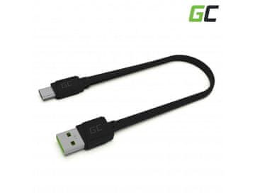 Green Cell Ploščati kabel Green Cell USB-A na USB-C, 25 cm, hitro polnjenje
