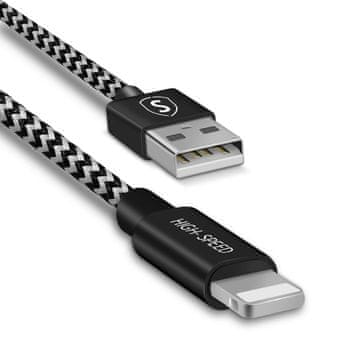 Sign Skin Lightning kabel 2,4 A, 0,25 m - črno/bel