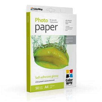 ColorWay Foto papir Sijajen, Samolepilen, 115/80g/m2, 50kos, A4 (PGS1158050A4)