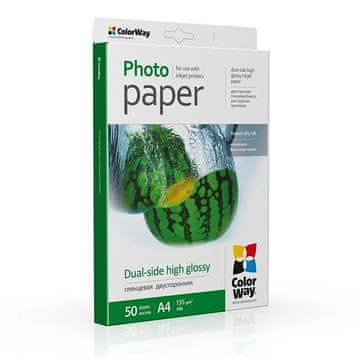 ColorWay Foto papir Visoko sijajen, Dvostranski, 155g/m2, 50kos, A4 (PGD155050A4)