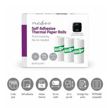 Nedis Termo papir za nalepke v roli 56 mm x 3 m 3 kosi