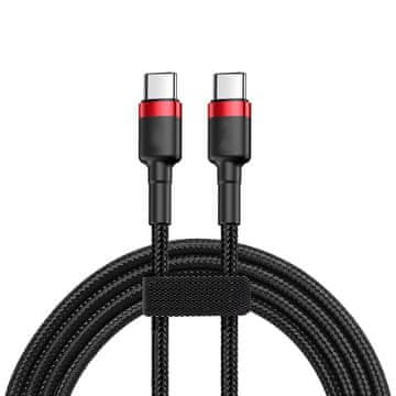 BASEUS Baseus Cafule USB-C v USB-C kabel, QC 3.0, PD, 3A, 2m - črn