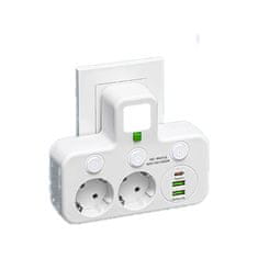 VYZIO® Pametni razdelilnik z USB in USB-C priključki, 2500 W, posamezna stikala, nočna lučka, evropski vtič | USBORA