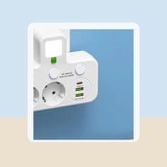 VYZIO® Pametni razdelilnik z USB in USB-C priključki, 2500 W, posamezna stikala, nočna lučka, evropski vtič | USBORA