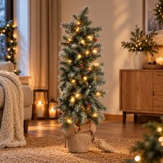Aga Umetno božično drevo v loncu 85 cm zasneženo z LED osvetlitvijo