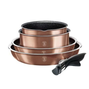 Berlingerhaus Komplet posode BH-6147 with removable handle 9 pcs Rosegold Metallic Line