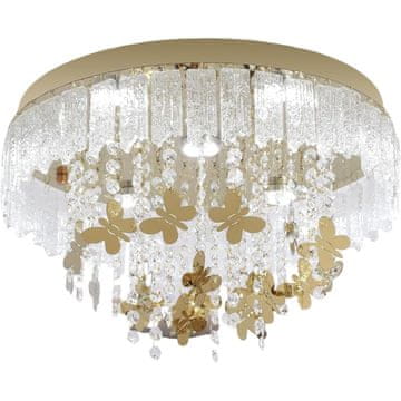 Kristalni LED lestenec VETRULUS 40 cm, stropna svetilka moderni metulji, zlata barva, nerjavno jeklo, 3 barvne temperature, za dnevno sobo, spalnico, glamour stil, kristalna razsvetljava, 220 V