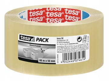 Tesa STANDARD Samolepilni pakirni trak, prozoren, 66 m x 50 mm