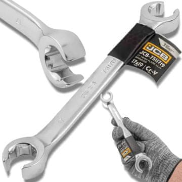 JCB RAZDELNI OBROČNI KLJUČ 17x19 mm 2-STRANSKI Cr-V 6-KOTNI