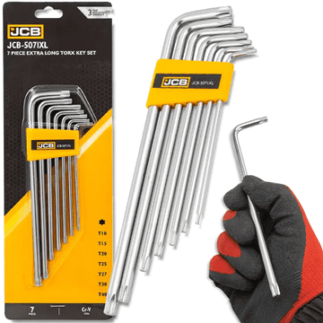JCB 7-delni komplet ekstra dolgih ključev Torx T10-T40 tip L Cr-V