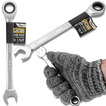 JCB RAGNALNI KLJUČ Z ODPRTIM OBROČEM, 2-STRANSKI, 12 MM, Cr-V, 12-KONIČNI