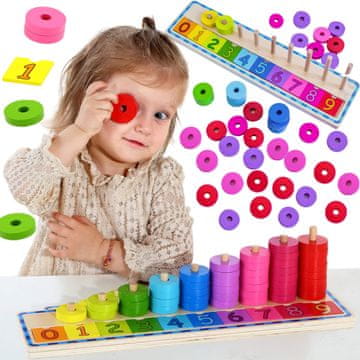 EE WOOPIE GREEN Montessori sestavljanka za učenje štetja in barvanja 56 kosov.