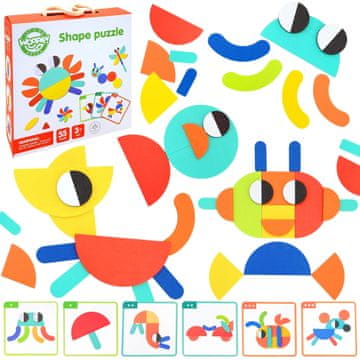 EE WOOPIE GREEN Lesena Montessori sestavljanka 40 vzorcev za poustvarjanje 55 kosov FSC certificirana