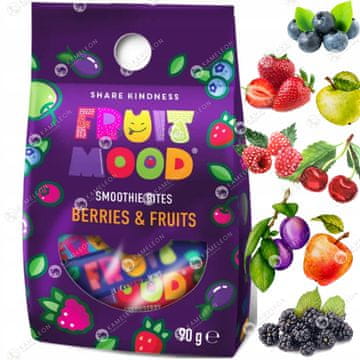SERGIO Sadno razpoloženje SMOOTHIE BITES mešanica mini SADJE IN JAGODE sadne ploščice 90 g