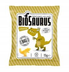 Biosaurus Koruzni čips Dinosaurs z okusom sira, brez glutena, ekološki, 15 g
