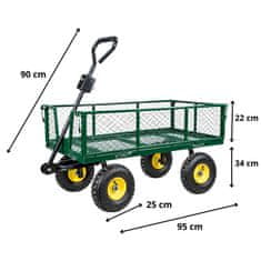 Zložljiv vrtni transportni voziček iz jekla, 200 kg