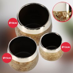 Okrogel zlat cvetlični lonec z zrcalnim učinkom 14 cm keramični cvetlični lonec