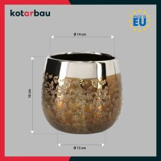 Okrogel zlat cvetlični lonec z zrcalnim učinkom 14 cm keramični cvetlični lonec