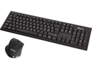 Sandberg Wireless Office Desktop Nor, RF, mehanski, QWERTY, črn, z miško, 631-20