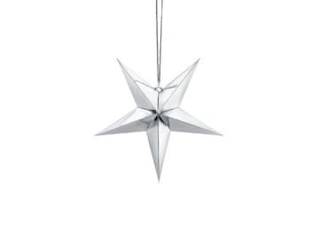PartyDeco Srebrna papirnata zvezda, 30 cm