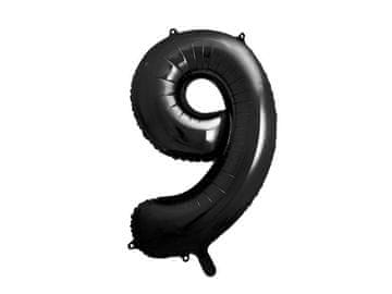 PartyDeco Folija balon številka 9 črne barve, 86 cm