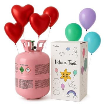 PartyDeco Rezervoar s helijem za 50 balonov, roza