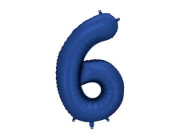 PartyDeco Folija balon številka 6, 86 cm, temno moder, saten