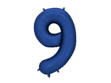 PartyDeco Folija balon številka 9, 86 cm, temno moder, saten
