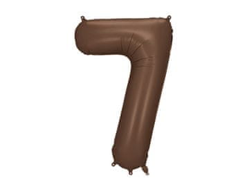 PartyDeco Folija balon številka "7" - 86 cm, moka, rjava, saten