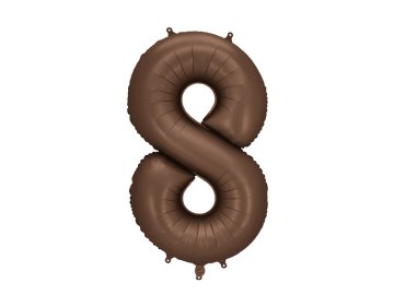 PartyDeco Folija balon številka "8" - 86 cm, moka, rjava, saten