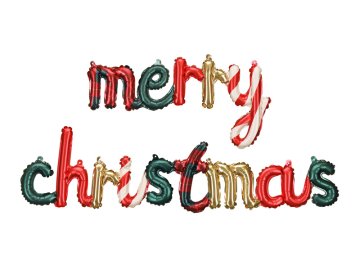 PartyDeco Folija balon z napisom Merry Christmas Mix 143x25 cm