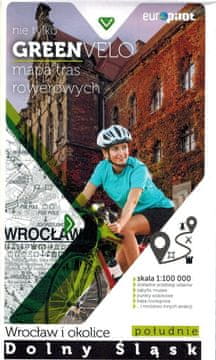 Pilot Vroclav in okolica, južni del. Spodnja Šlezija. Turistični zemljevid kolesarskih poti. Ne samo Green Velo.