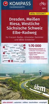 Dresden, Meissen, zahodna Saška Švica. Vodoodporni kolesarski zemljevid 3371.