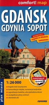 Gdańsk, Gdynia, Sopot / Trójmiasto. Laminowana mapa / Plan miasta. Wyd. 2023.