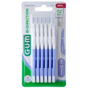 GUM Komplet 6 medzobnih ščetk, dlesni, dvosmerne, za globinsko čiščenje, obdelane s klorheksidinom, 0,6 mm