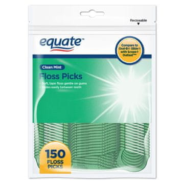 Equate , zobne nitke Clean Mint, vrsta zobne ščetke, hitro čiščenje, 150 kosov.