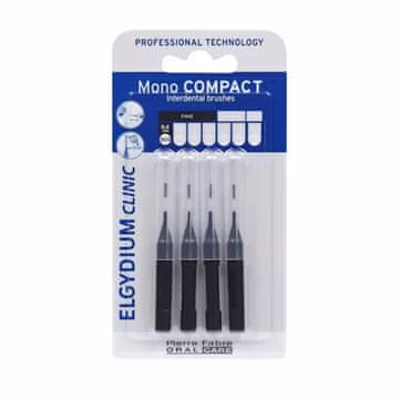 Komplet 4 medzobnih ščetk, Elgydium, Mono Compact, za globinsko čiščenje, za enkratno uporabo, črne, velikost 0,6 mm