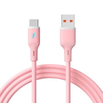 Akyga Kabel USB tipa C / USB A 1m AK-USB-61 silikonski roza