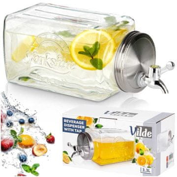 Vilde STEKLENI KOZAREC 3,3 L ZA PIJAČE S PLOSKIM ODPRTIM ZA HLADILNIK 139837