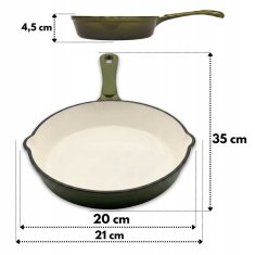 Emajlirana litoželezna ponev 20 cm olivno zelena