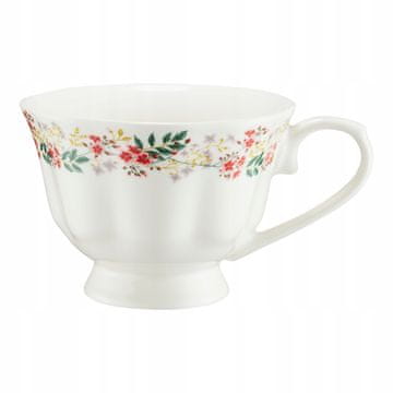 DAJAR Bela porcelanasta skodelica s cvetličnimi vzorci v obliki skodelice 340ml 1 kos.