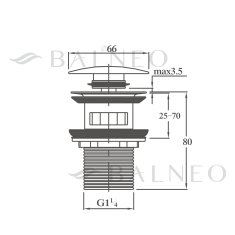 Medeninasti zamašek za umivalnik Klik Klak A s prelivom črne barve